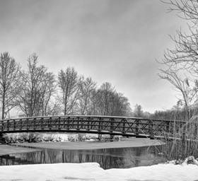 冬天桥冷霜雪河自然户外冰季节...