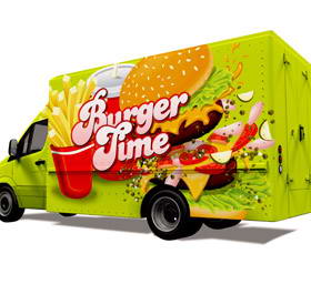 一款绿色食品运输汽车展示样机