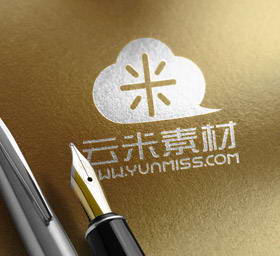 五款钢笔背景的logo展示样机