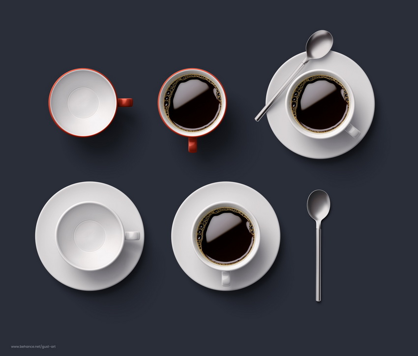 咖啡杯 咖啡豆 信封 图钉 素材展示